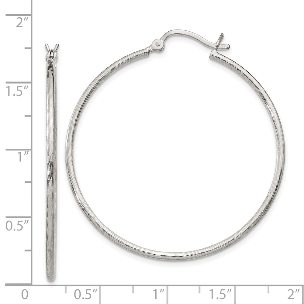 Sterling Silver Fine Twist 1.5X40mm Hoop Earrings