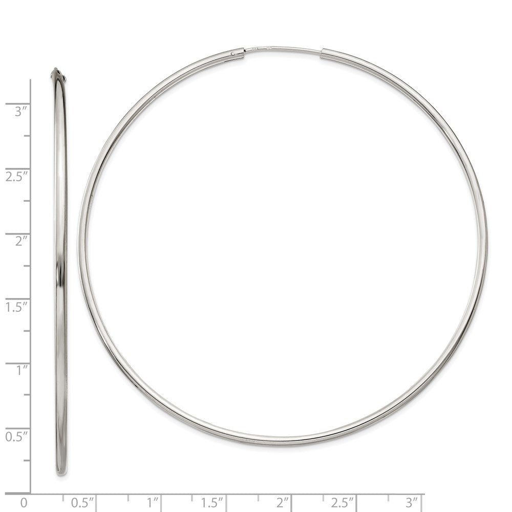 Sterling Silver 2X80mm Endless Hoop Earrings