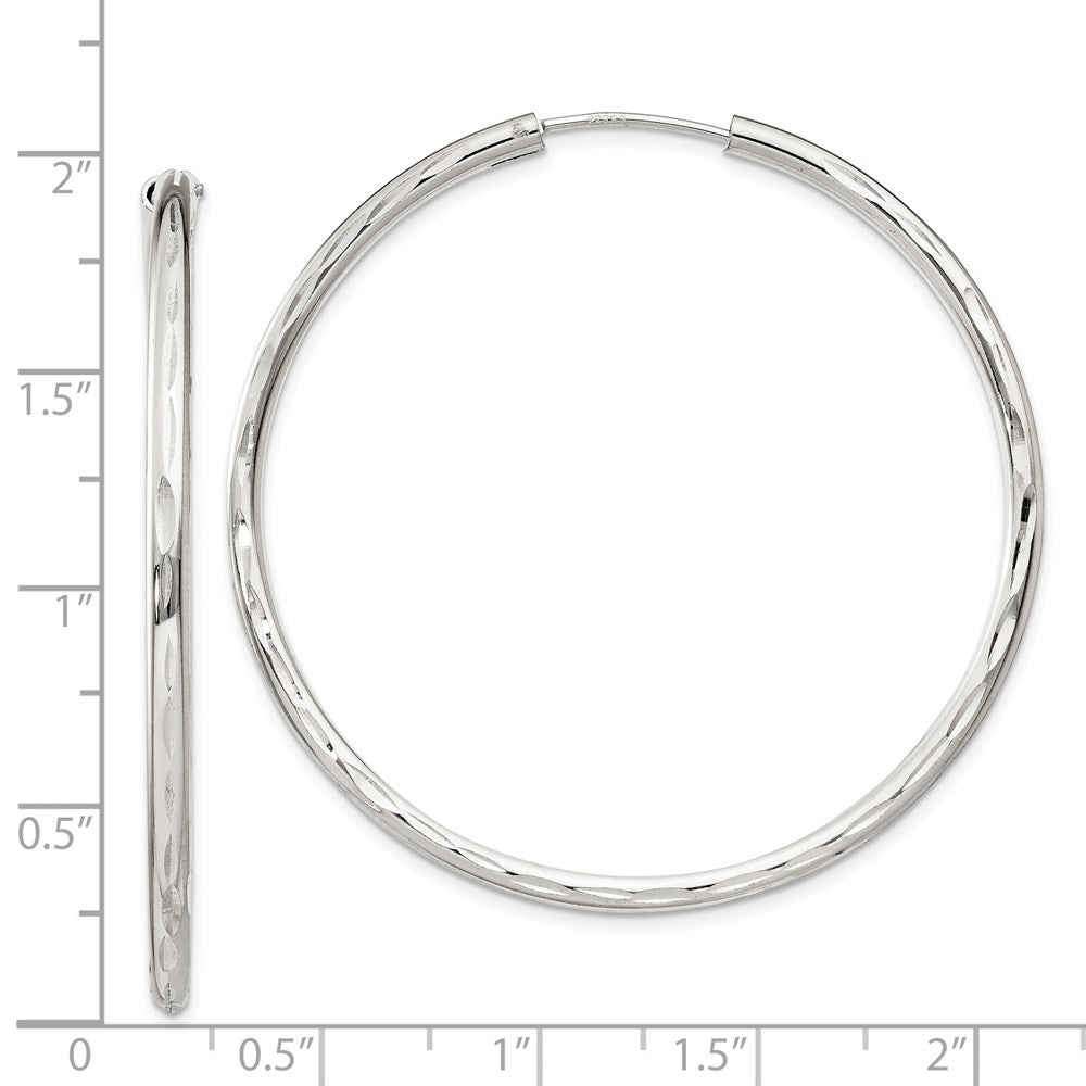 Sterling Silver D/C 2.5X50mm Endless Hoop Earrings
