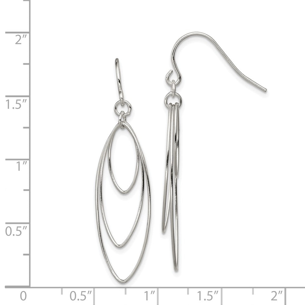 Sterling Silver Polished Triple Marquise Shape Dangle Earrings