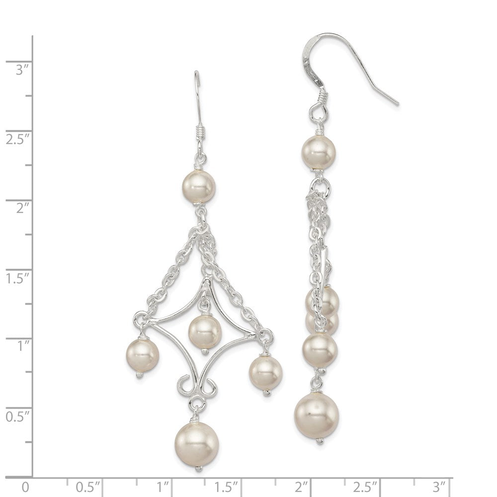 Sterling Silver Fw Cultured Pearl Dangle Earrings