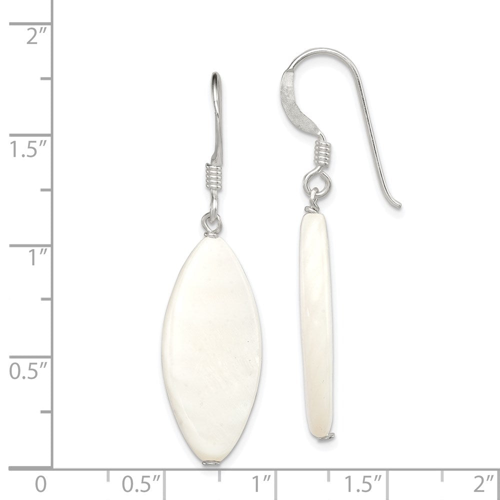 Sterling Silver Polished White Mother Of Pearl Marquise Dangle Earrings