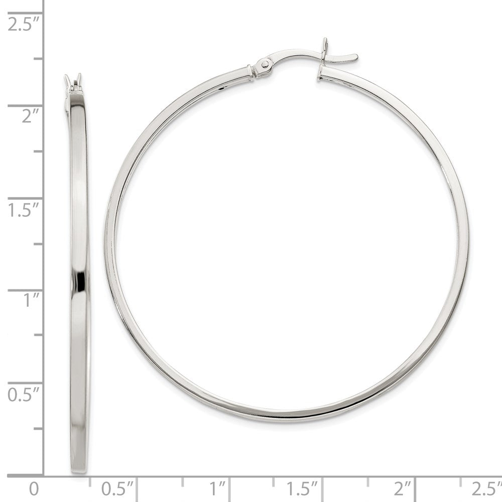 Sterling Silver 2.5X50mm Polished Hoop Earrings