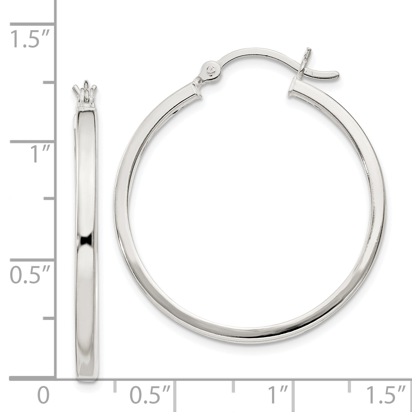 Sterling Silver 2.5X30mm Polished Hoop Earrings