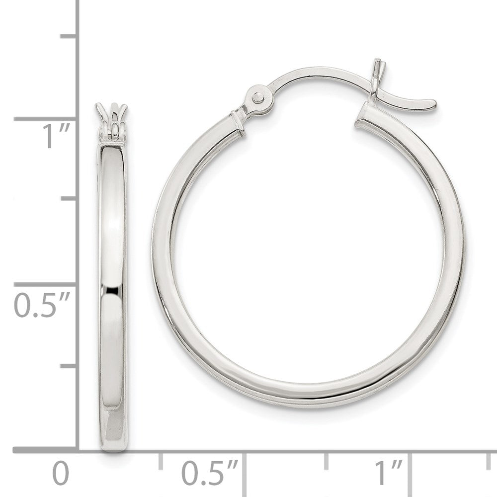 Sterling Silver 2.5X25mm Polished Hoop Earrings