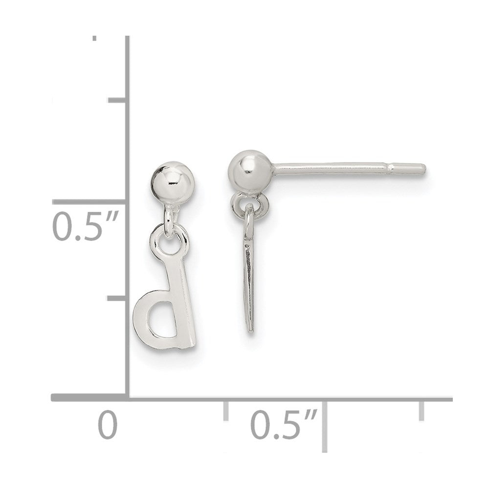 Sterling Silver Polished D Dangle Post Earrings