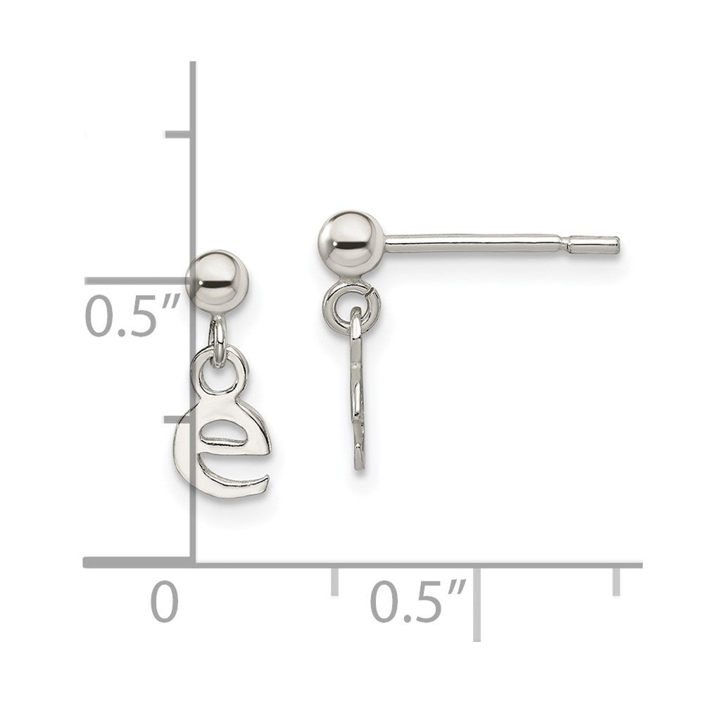Sterling Silver Polished E Dangle Post Earrings