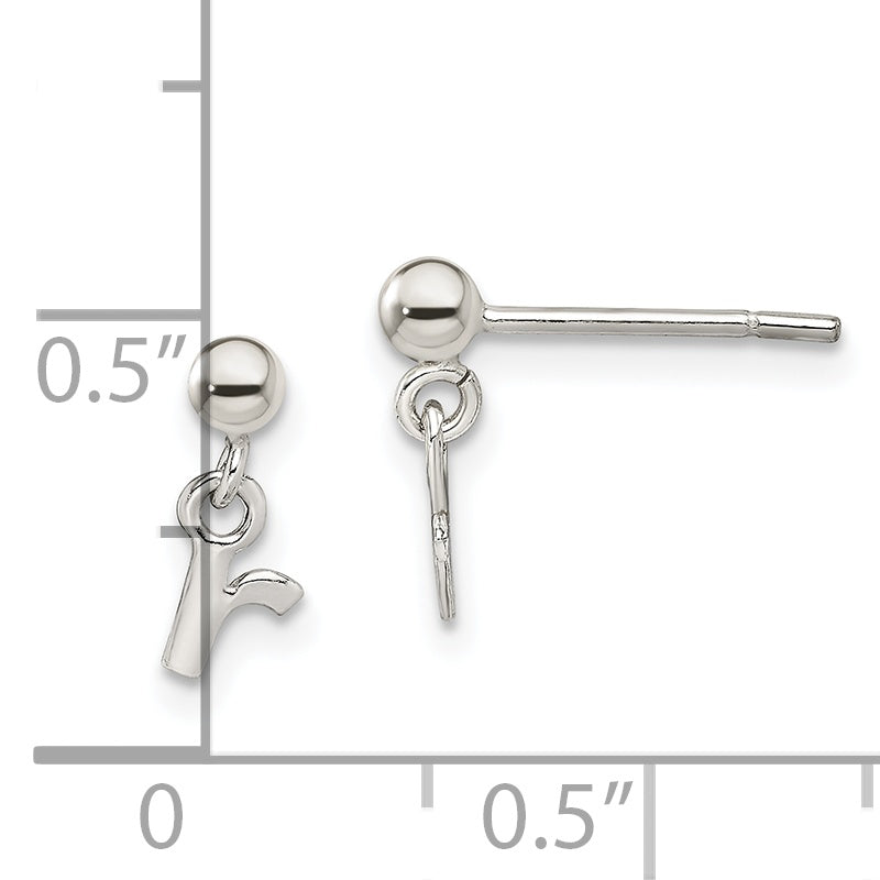 Sterling Silver Polished R Dangle Post Earrings
