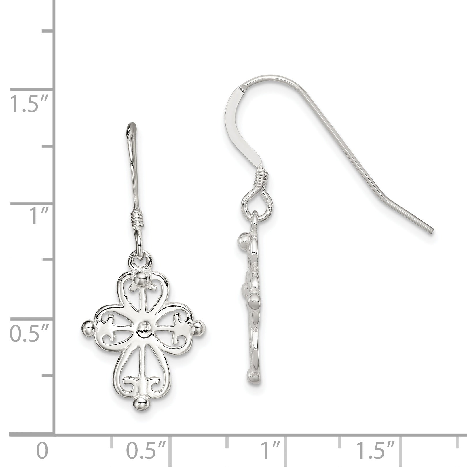Sterling Silver Cross Dangle Earrings