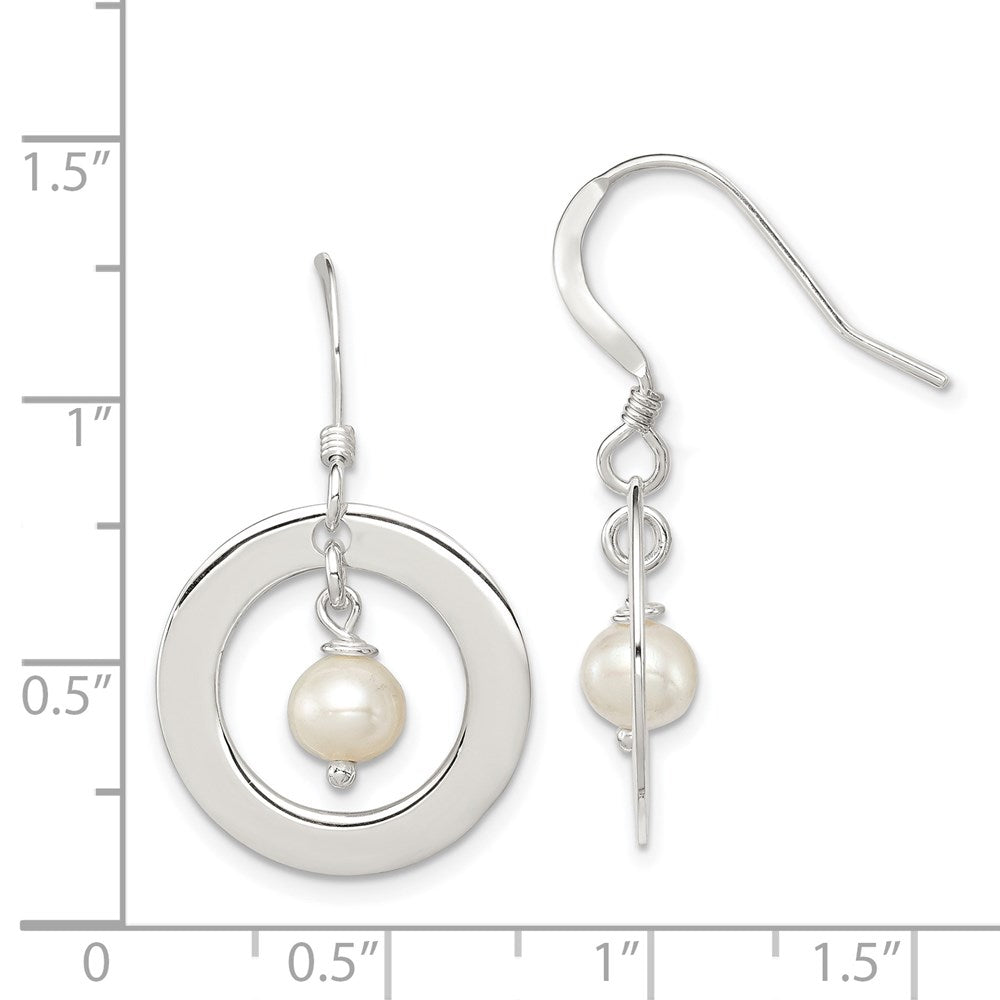 Sterling Silver White Fw Cultured Pearl Dangle Earrings