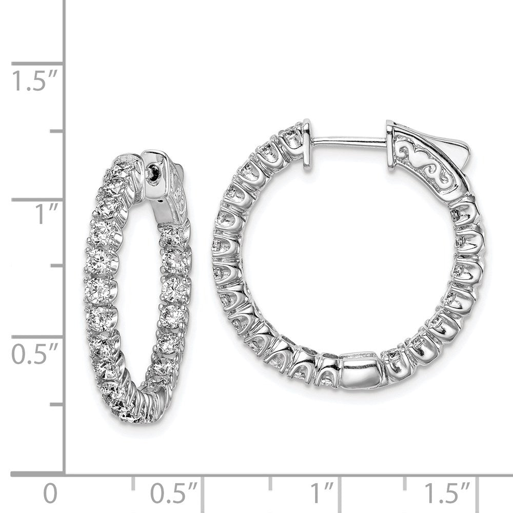 Sterling Silver Shimmer Rhodium-Plated 40 Stone 2.25mm Cz In And Out Round Hinged Hoop Earrings