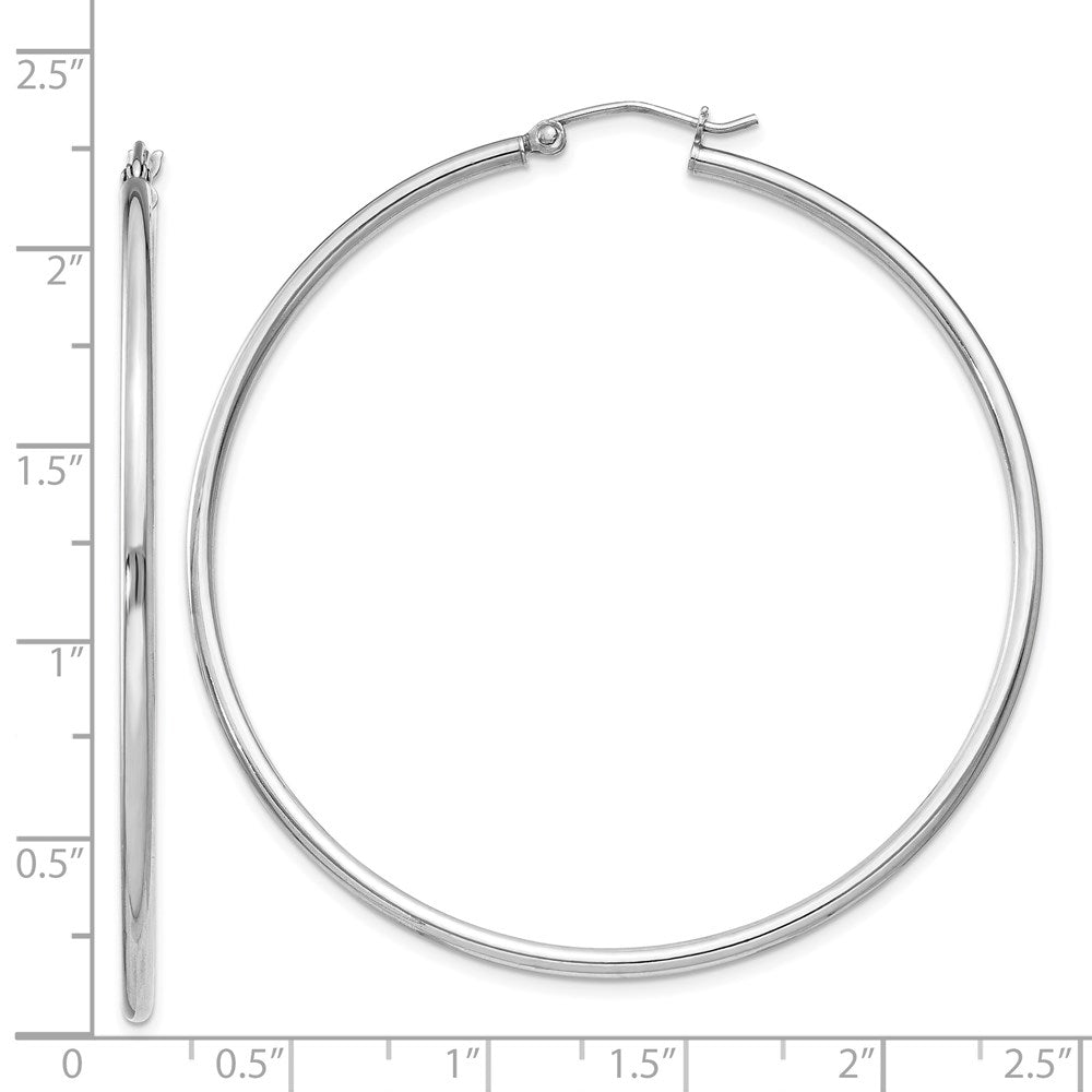 Sterling Silver Rhodium-Plated 2mm Round Hoop Earrings