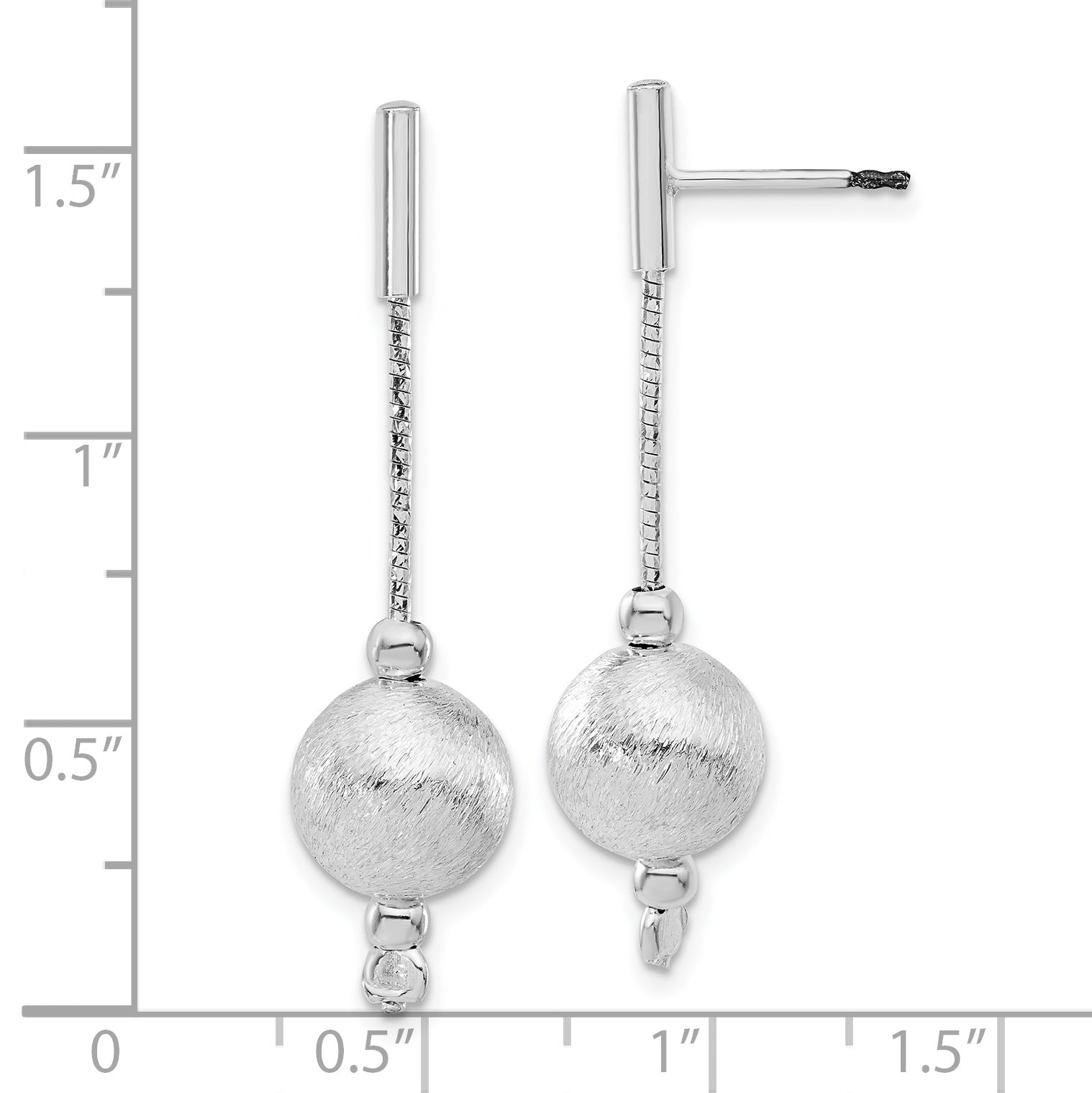 Sterling Silver Polished & Textured Ball Post Dangle Earrings