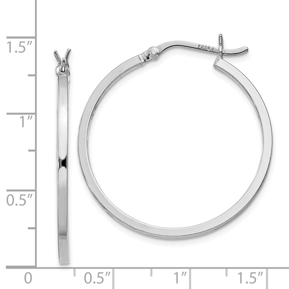 Sterling Silver Rhodium-Plated 1.5X30mm Hoop Earrings