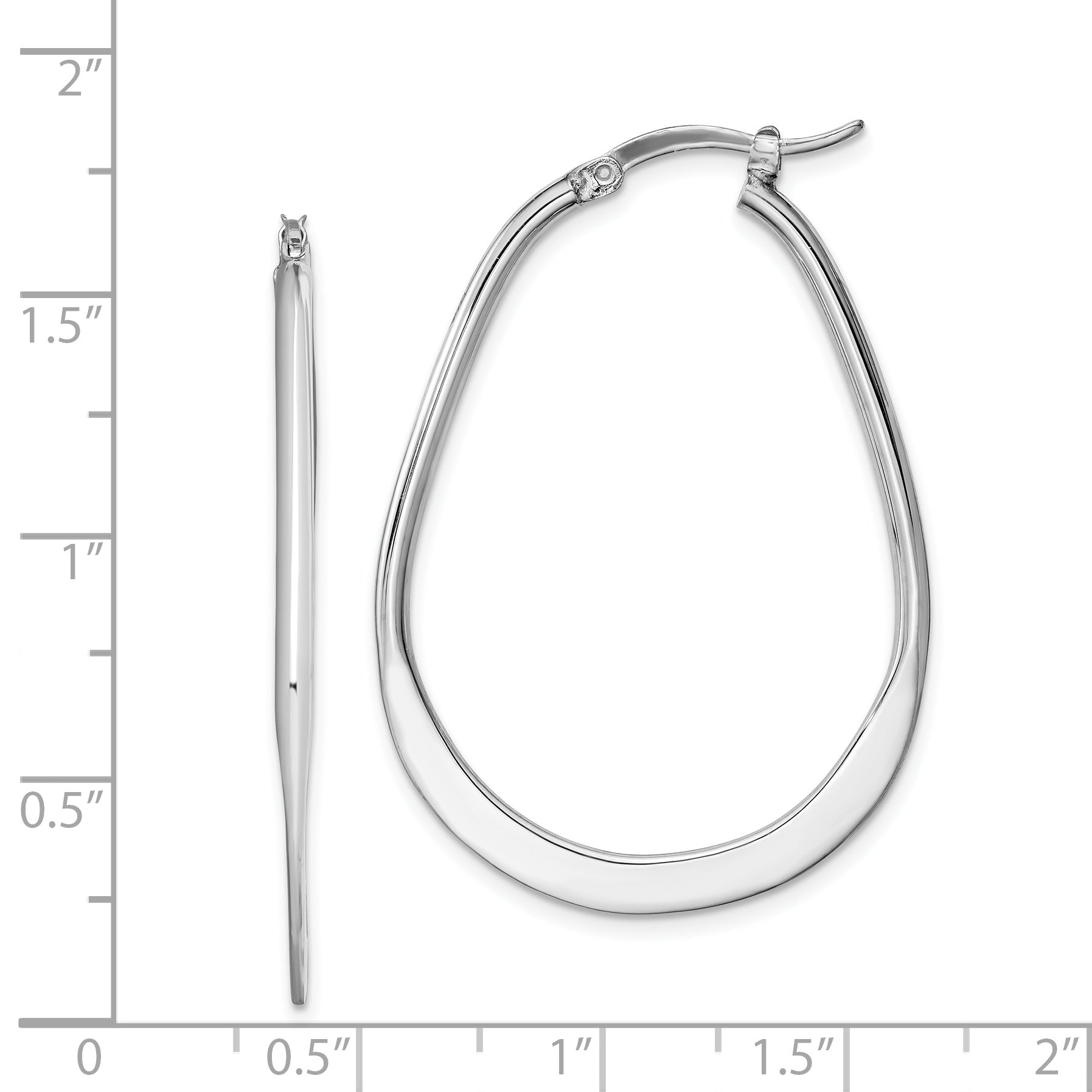 Sterling Silver Rhodium Plated Polished Hoop Earrings