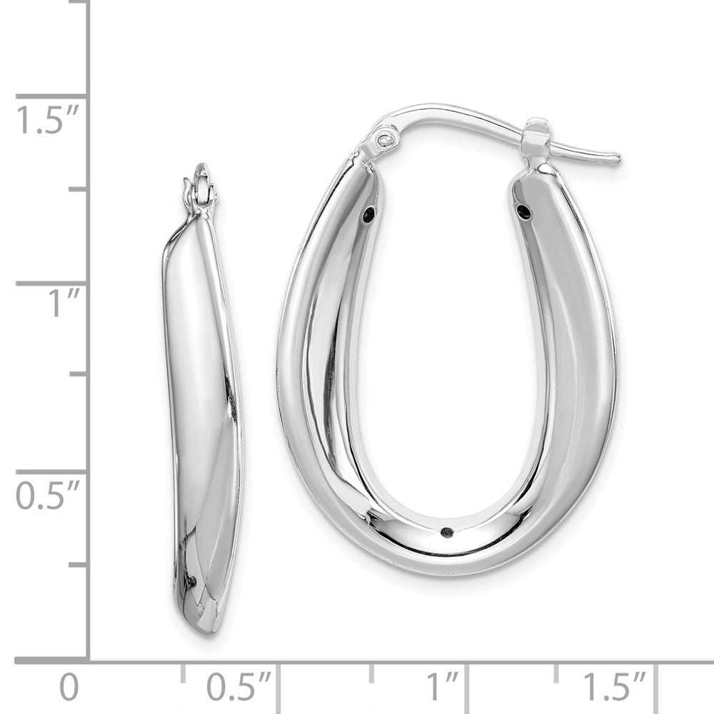 Sterling Silver Rhod-Plated Polished Hollow 6mm Oval Hoop Earrings