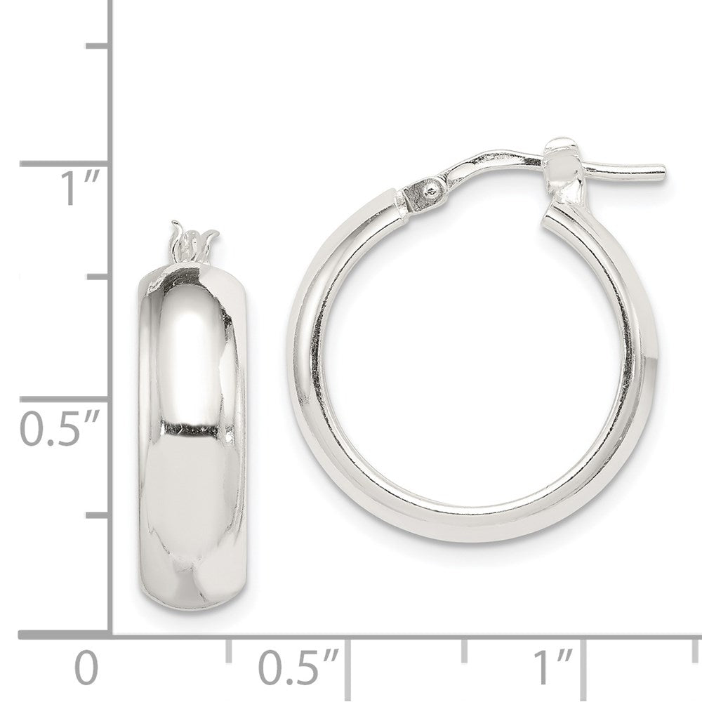 Sterling Silver Polished 6mm Round Hoop Earrings