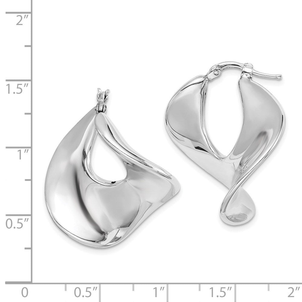 Sterling Silver Rhodium-Plated Wide Twisted Hollow Hoop Earrings