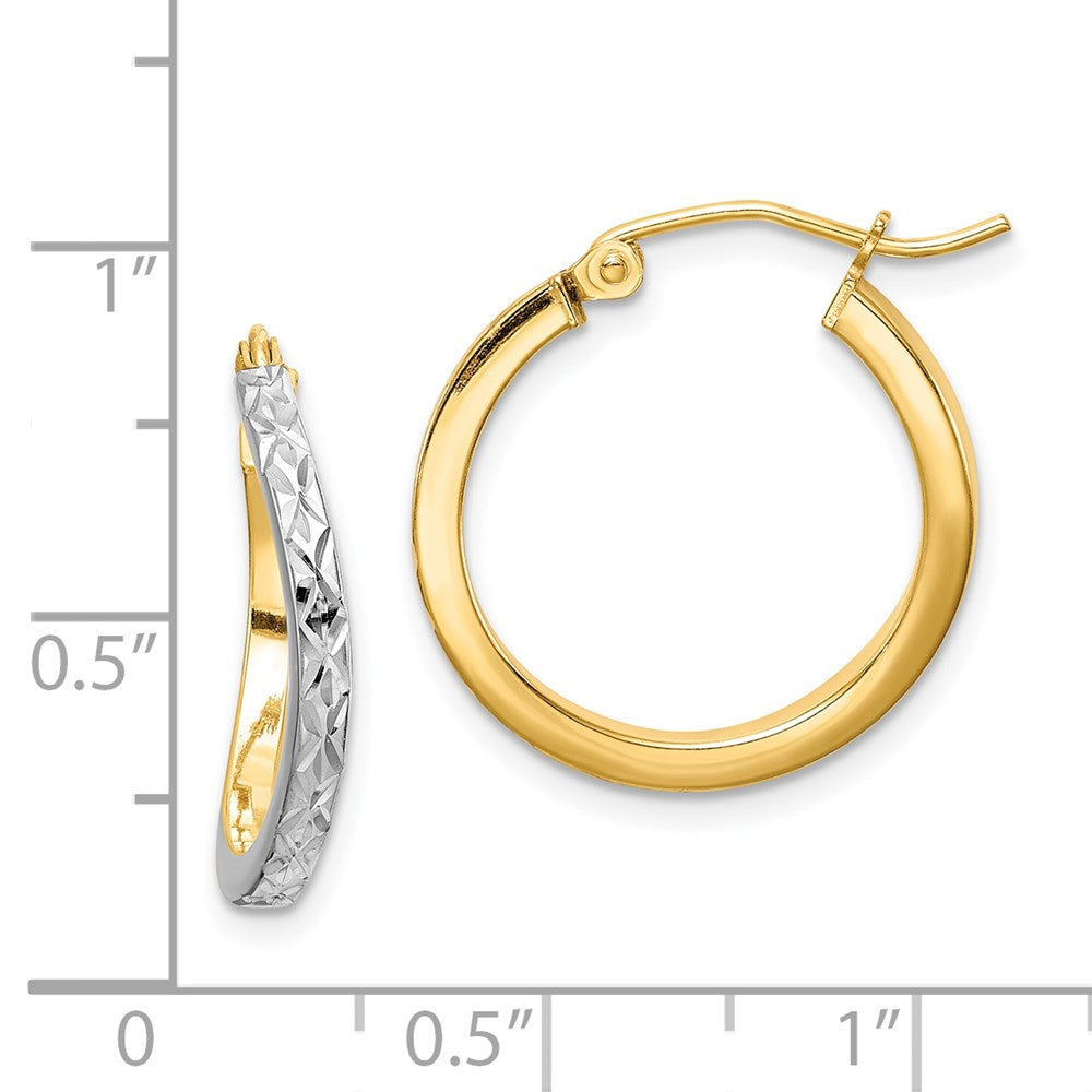 Sterling Silver Rhod-Plated Vermeil Diamond-Cut 2.5mm Curved Hoop Earrings