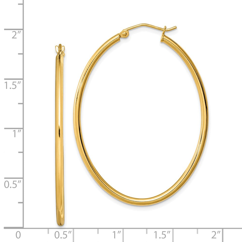 Sterling Silver Gold-Plated Oval 2mm Hollow Hoop Earrings