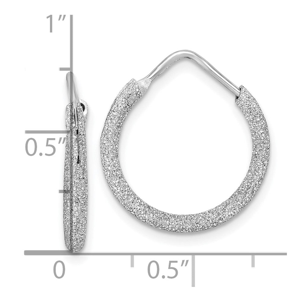 Sterling Silver Rhodium-Plated Laser Cut 2mm Endless Hoop Earrings
