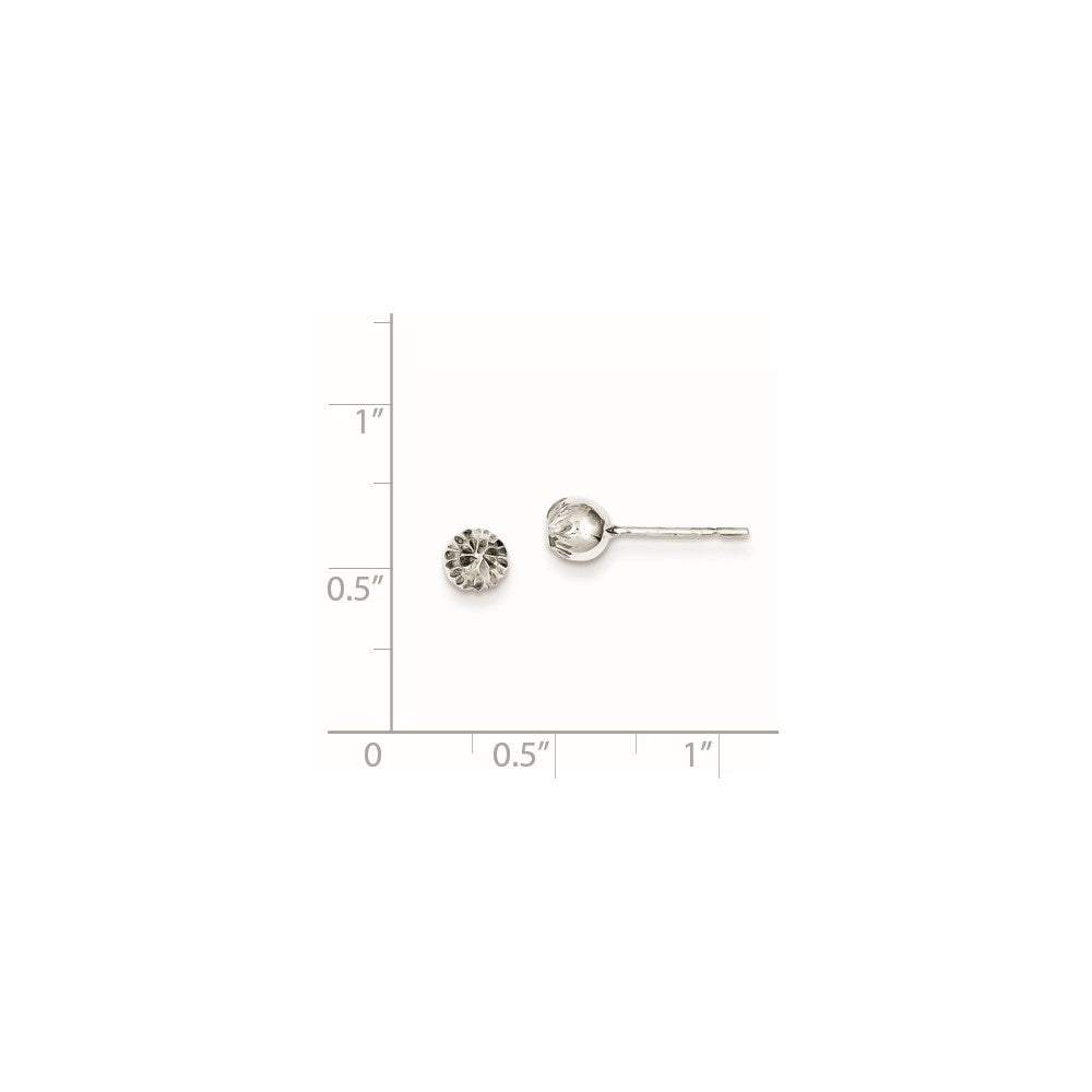 Sterling Silver Rhodium Plated 5mm Diamond Cut Post Earrings