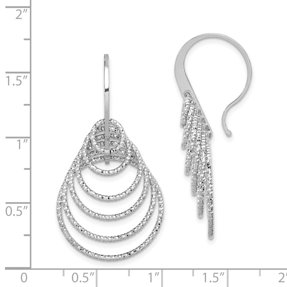 Sterling Silver Rhodium-Plated D/C Graduated Circles Dangle Earrings