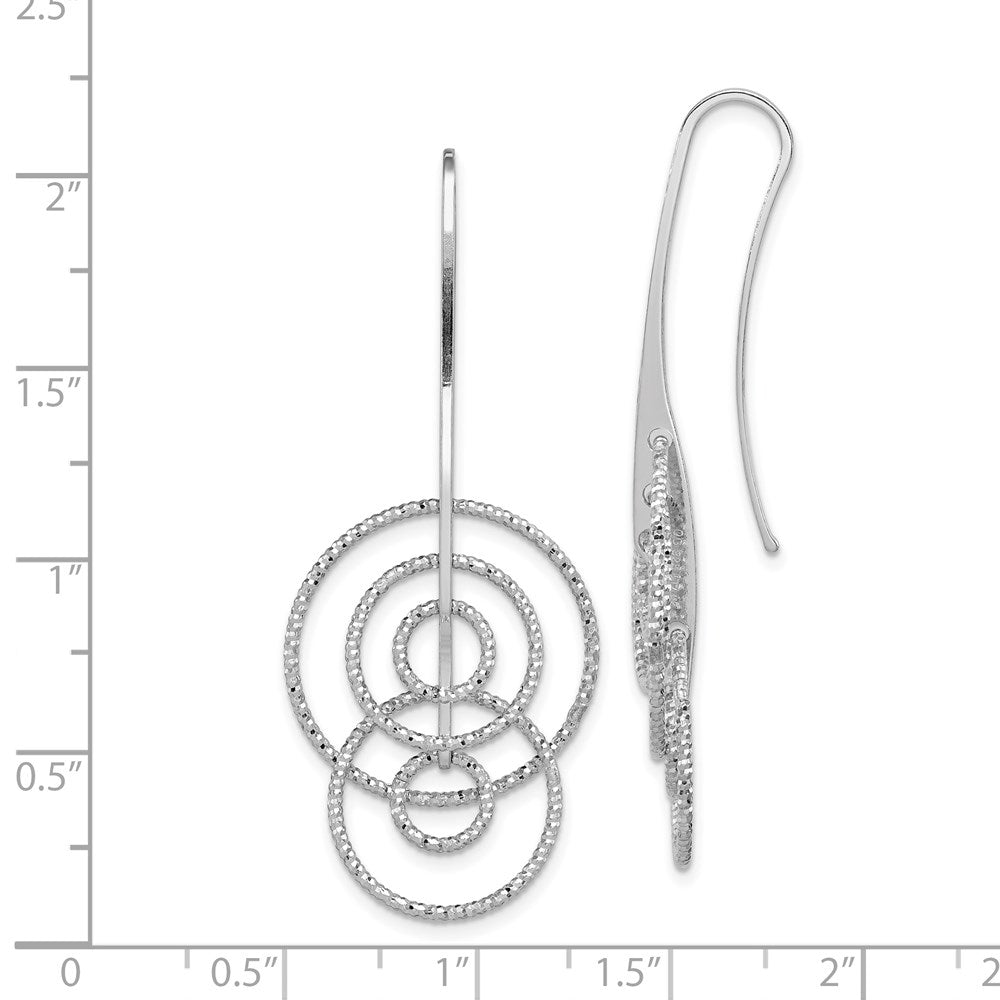 Sterling Silver Rhodium Plated D/C Circles Dangle Earrings