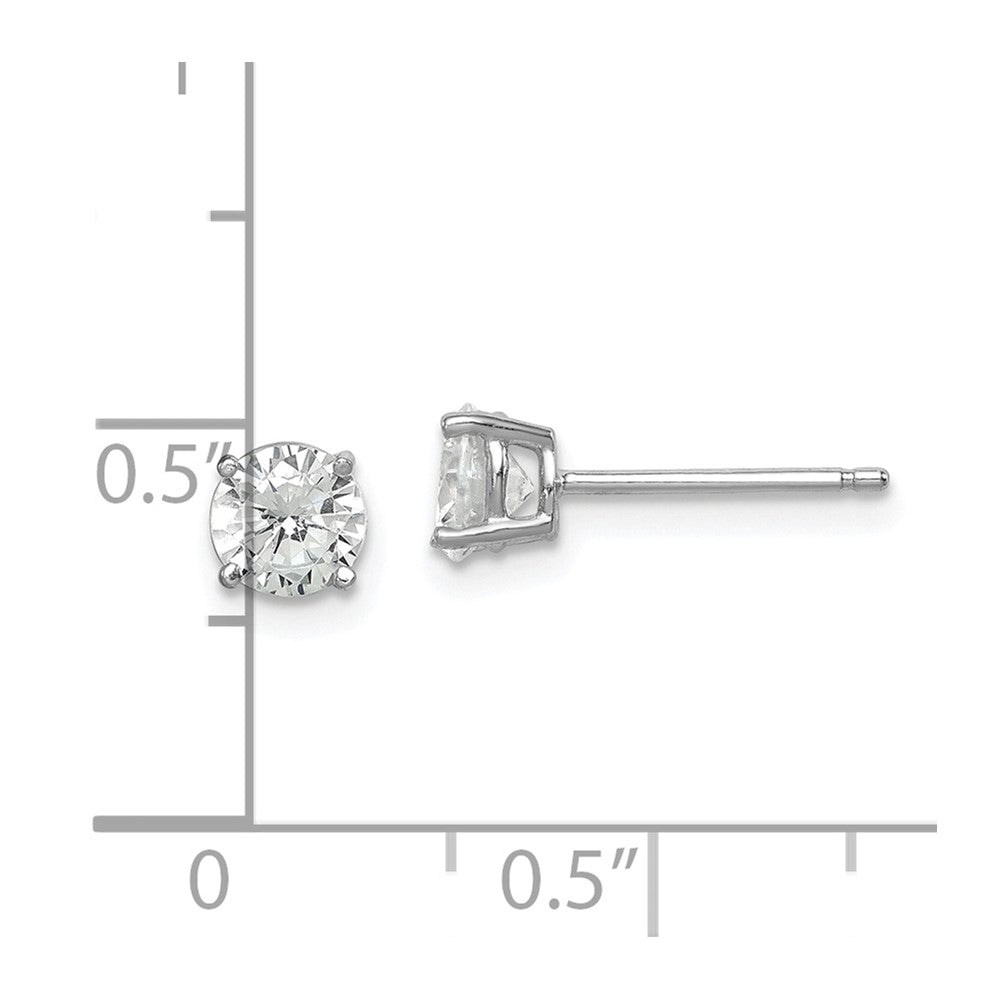 Sterling Silver Rhodium-Plated Polished Round 5mm Cz Stud Earrings