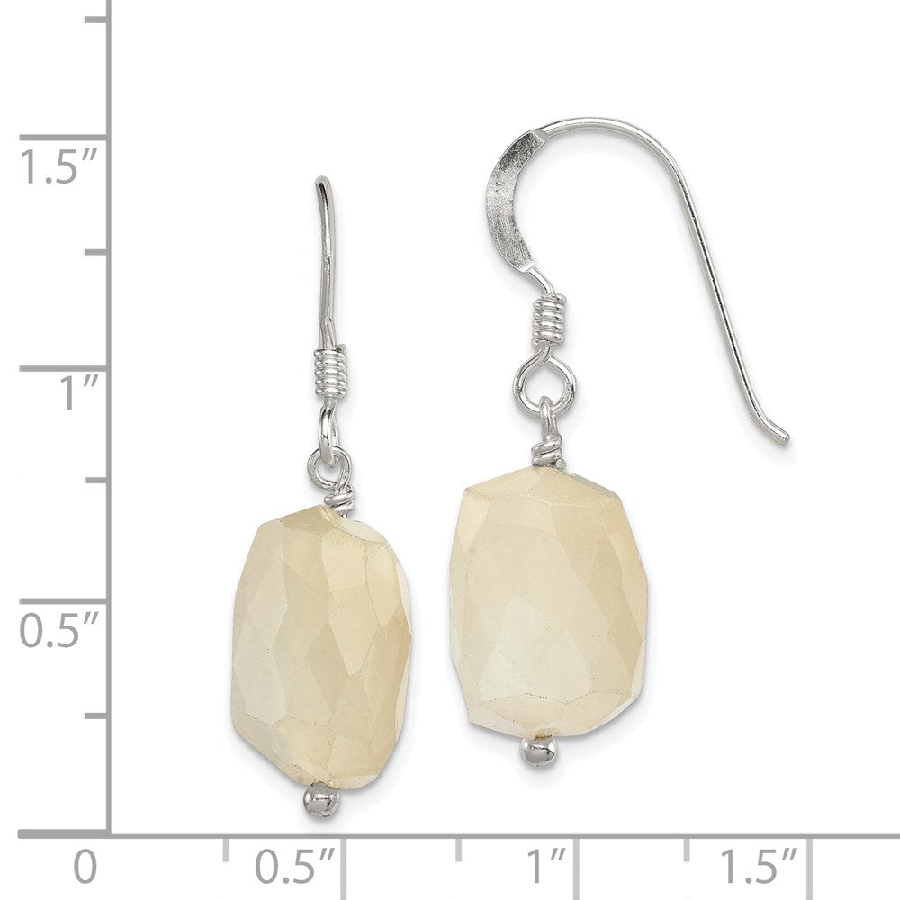 Sterling Silver Polished Faceted Moonstone Dangle Earrings