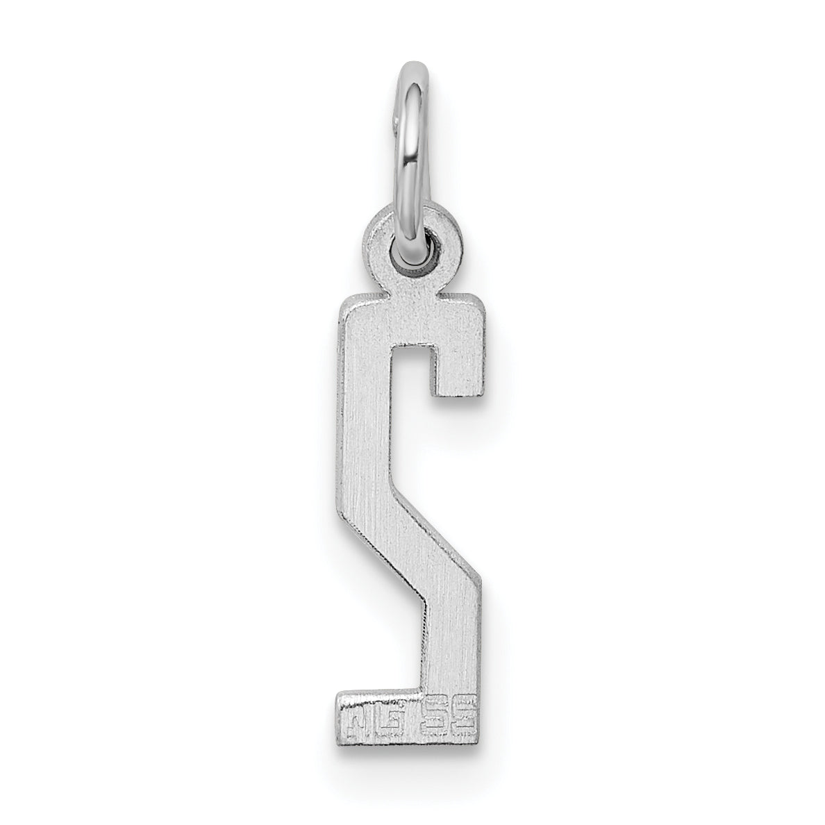 Sterling Silver Silver/Rhodium-Plated Elongated Polished Number 2 Charm