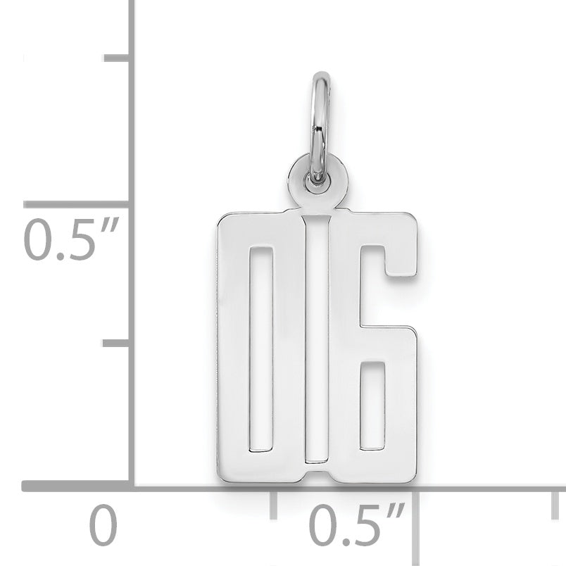 Sterling Silver Small Elongated Polished 06 Number Charm