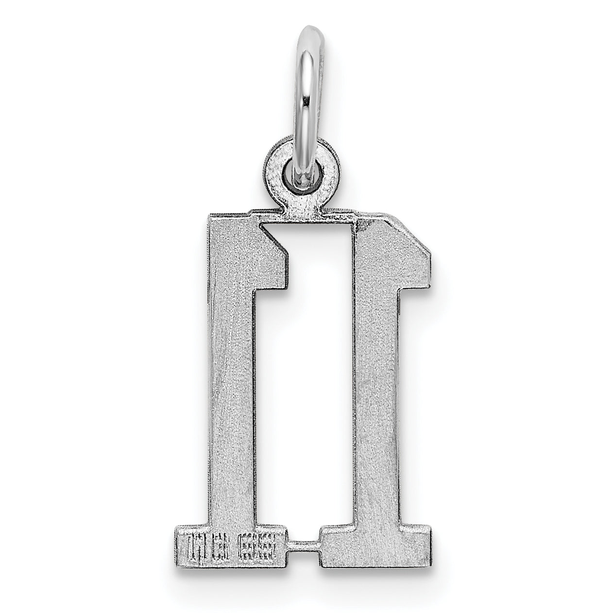 Sterling Silver Silver/Rhodium-Plated Elongated Number 11 Charm