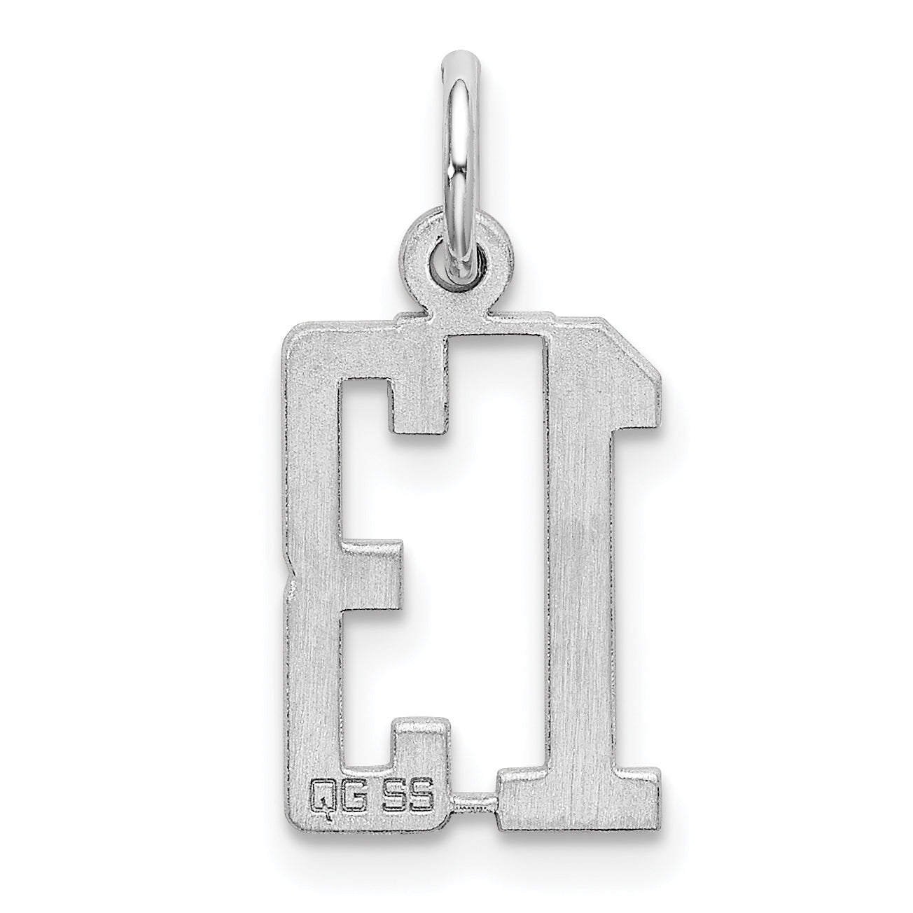 Sterling Silver Silver/Rhodium-Plated Elongated Number 13 Charm
