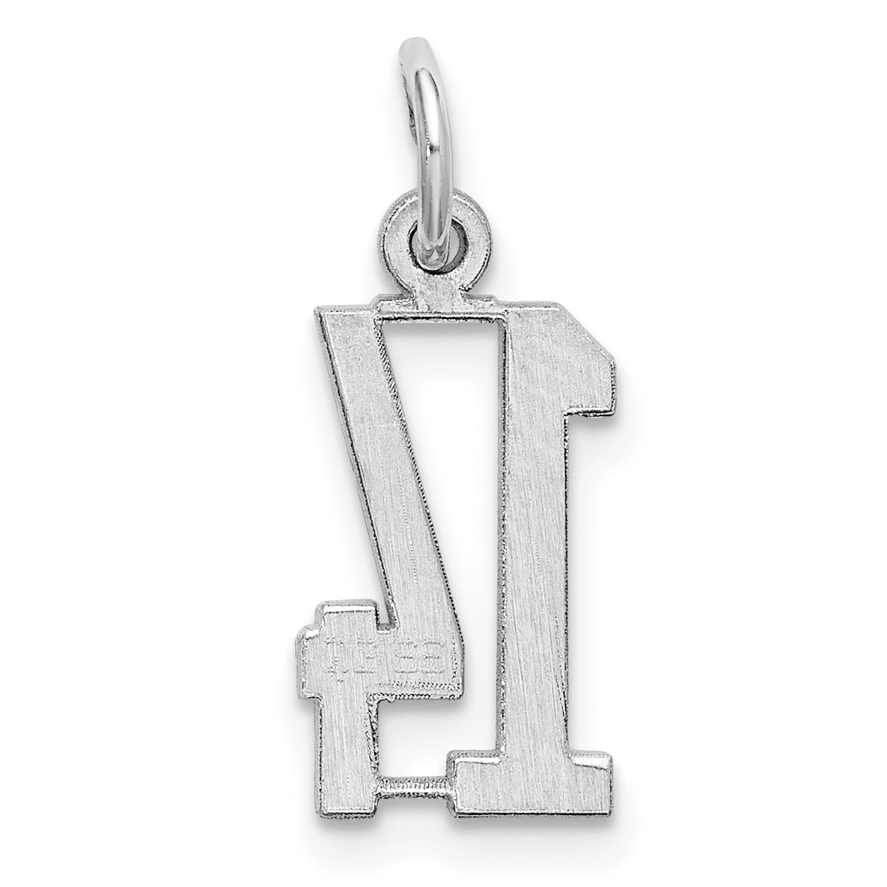 Sterling Silver Silver/Rhodium-Plated Elongated Number 14 Charm