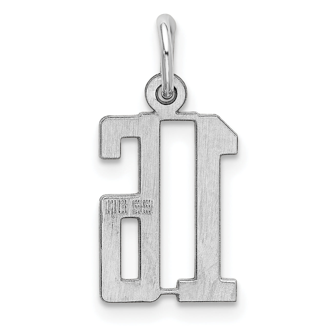 Sterling Silver Silver/Rhodium-Plated Elongated Number 16 Charm