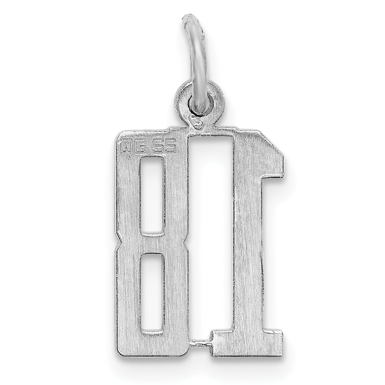 Sterling Silver Silver/Rhodium-Plated Elongated Number 18 Charm