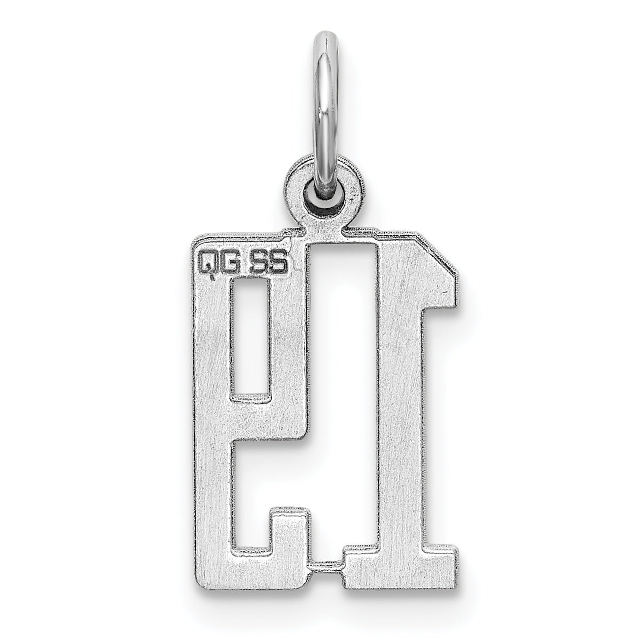 Sterling Silver Silver/Rhodium-Plated Elongated Number 19 Charm