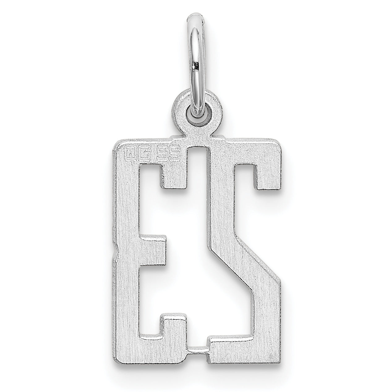 Sterling Silver Silver/Rhodium-Plated Elongated Number 23 Charm