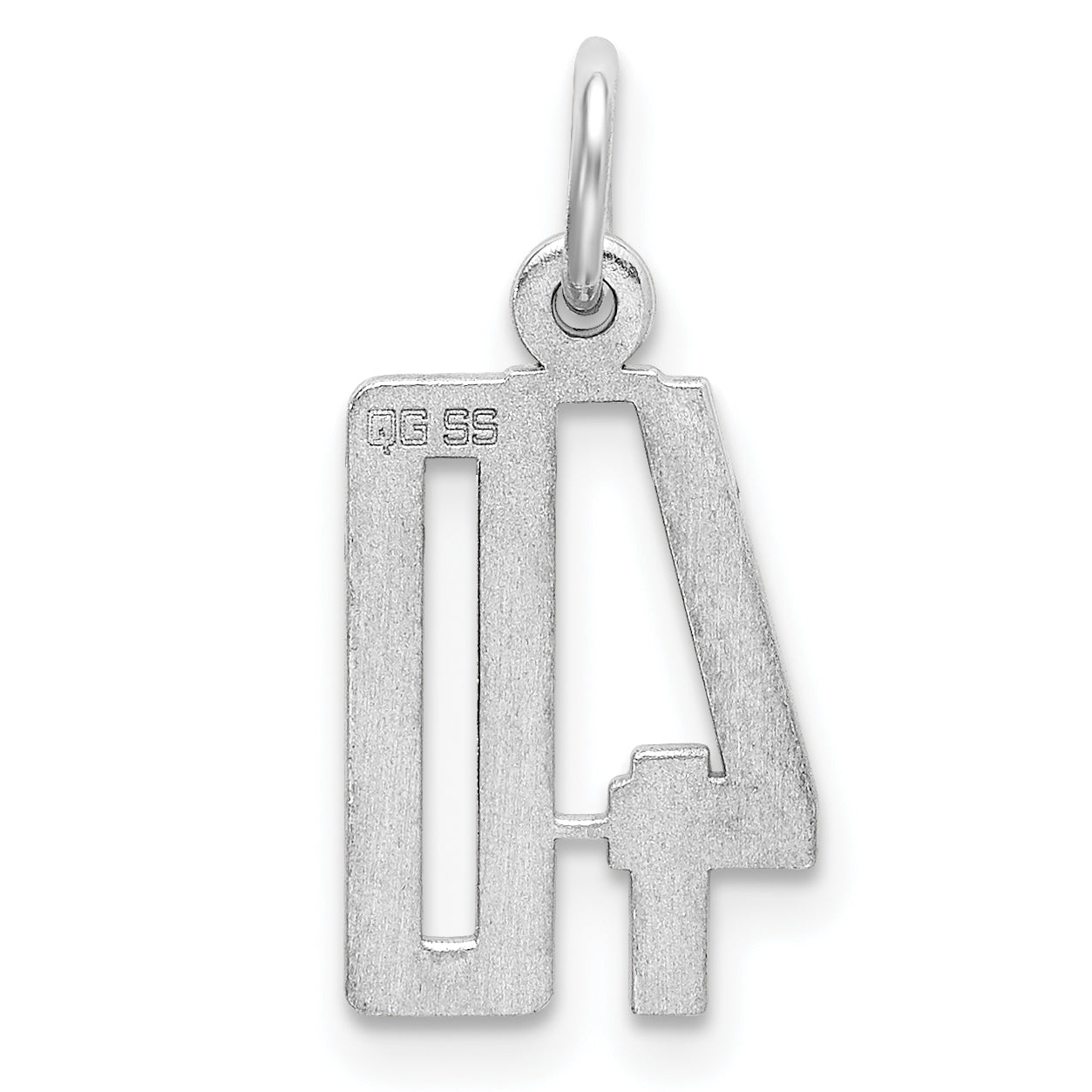 Sterling Silver Silver/Rhodium-Plated Elongated Number 40 Charm