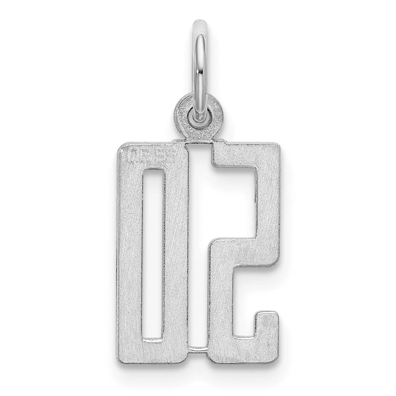 Sterling Silver Silver/Rhodium-Plated Elongated Number 50 Charm