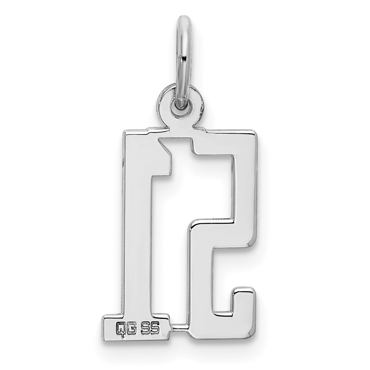 Sterling Silver Silver/Rhodium-Plated Elongated Number 51 Charm