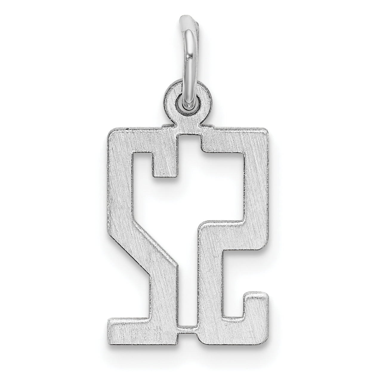 Sterling Silver Silver/Rhodium-Plated Elongated Number 52 Charm