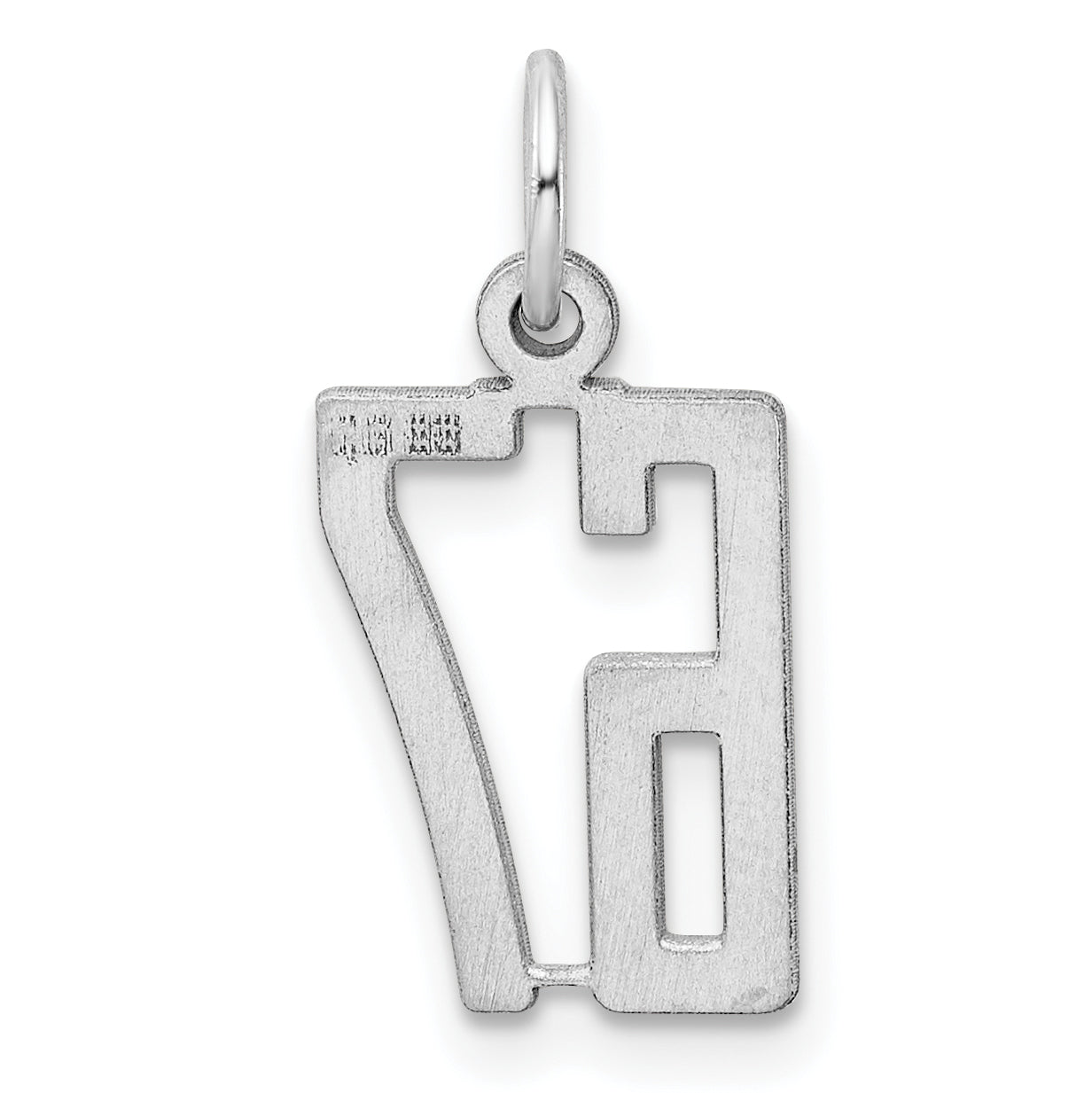 Sterling Silver Silver/Rhodium-Plated Elongated Number 67 Charm