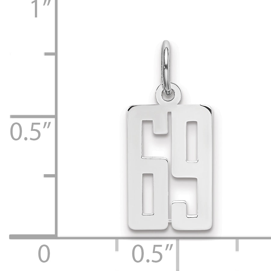 Sterling Silver Silver/Rhodium-Plated Elongated Number 69 Charm