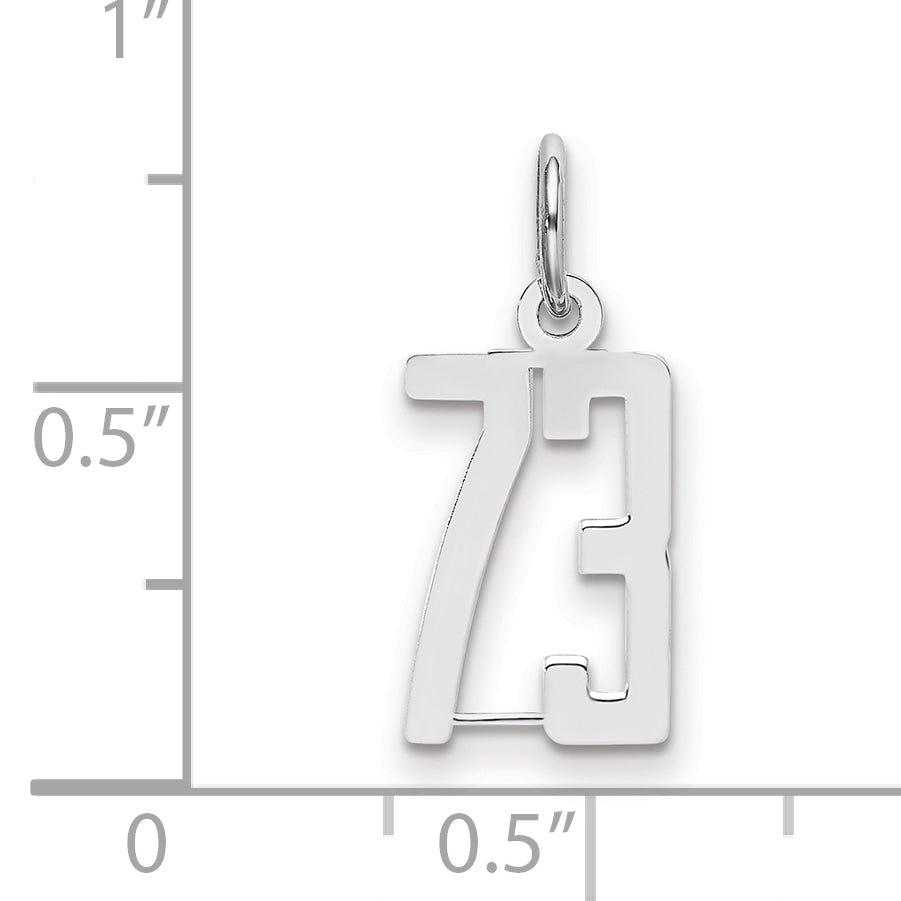Sterling Silver Silver/Rhodium-Plated Elongated Number 73 Charm