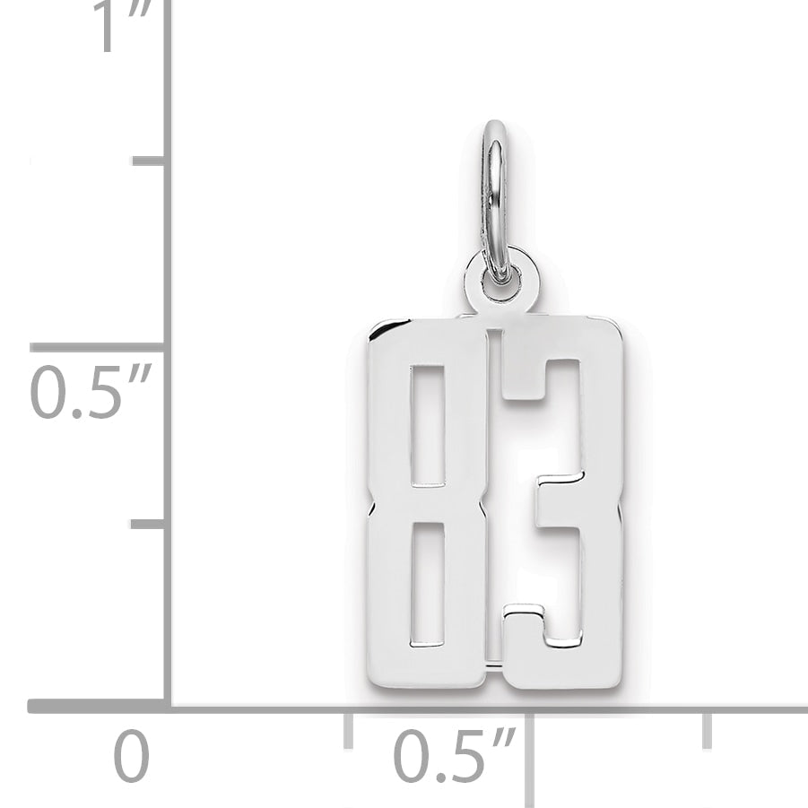 Sterling Silver Silver/Rhodium-Plated Elongated Number 83 Charm