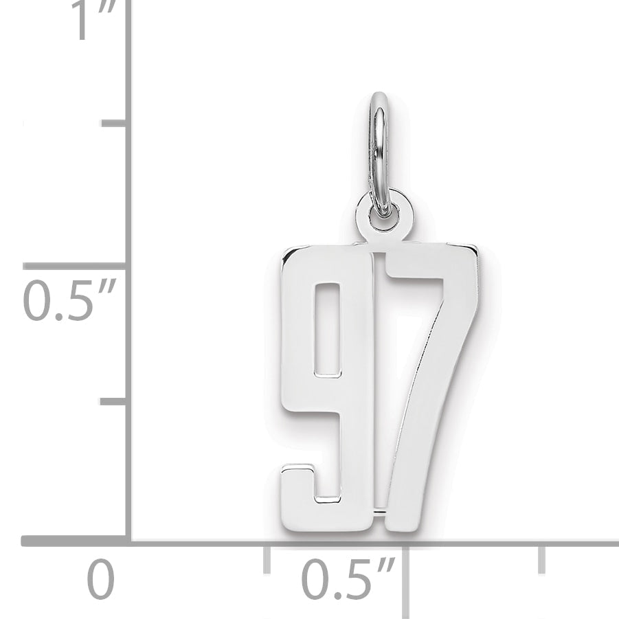 Sterling Silver Silver/Rhodium-Plated Elongated Number 97 Charm