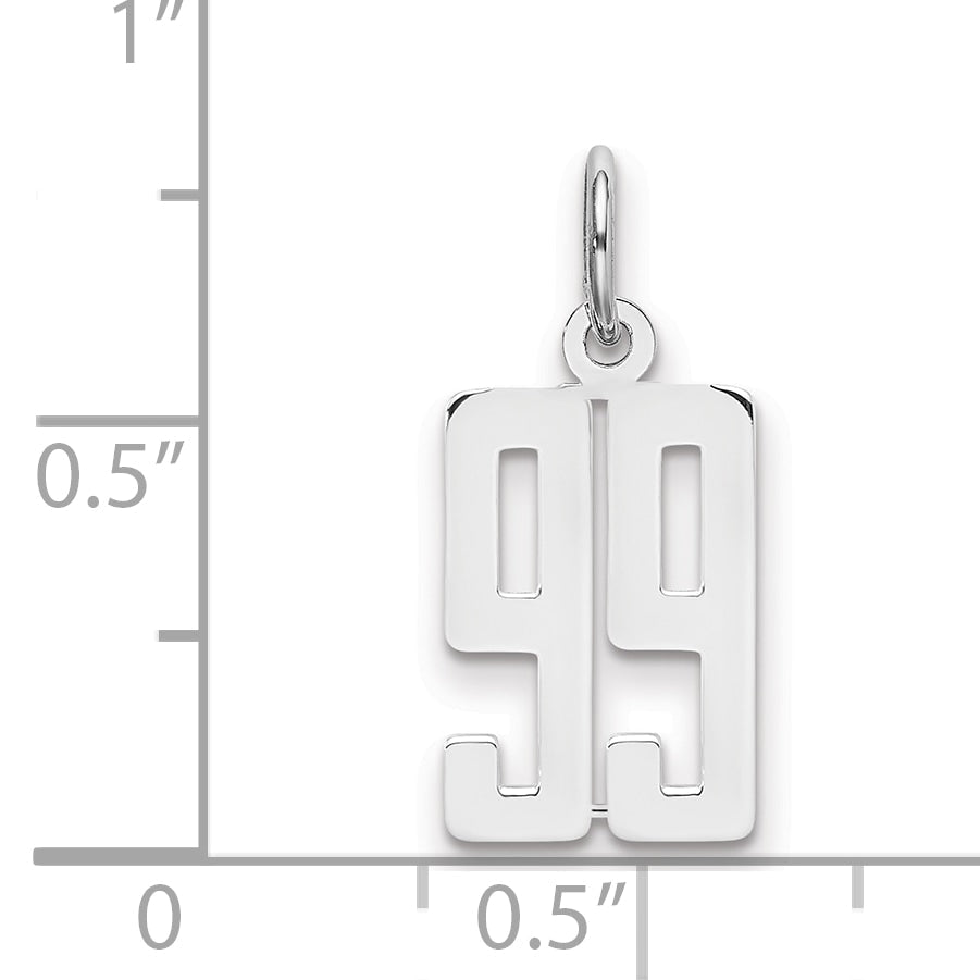 Sterling Silver Silver/Rhodium-Plated Elongated Number 99 Charm