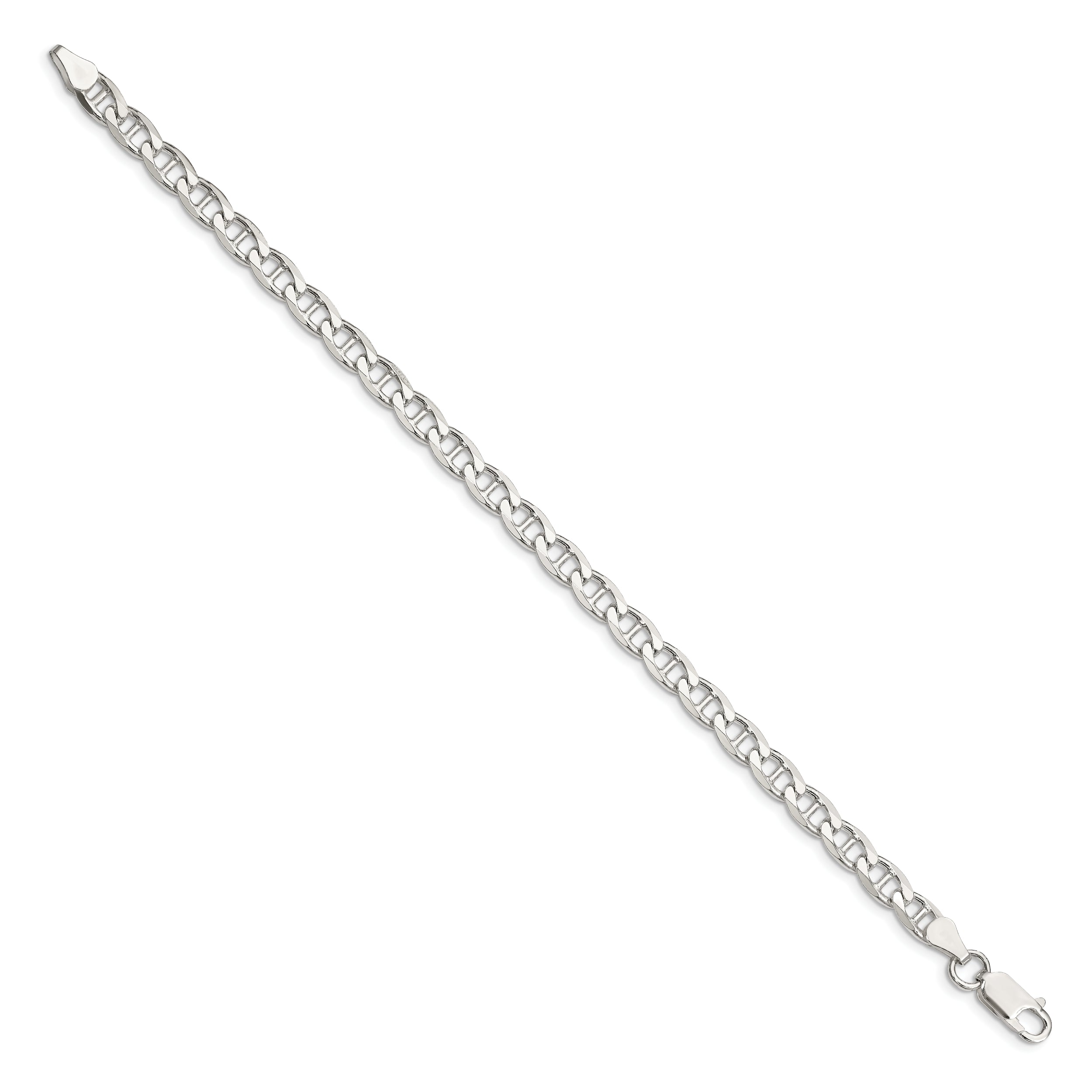 7 Inch Sterling Silver 5.7mm D/C Flat Anchor Curb Chain Bracelet